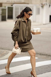 Bomberjacke mit Fledermausärmeln und Reißverschluss