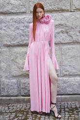 Elegant Retro Cutout Deep V Halter Ruched 3D Floral Party Dress