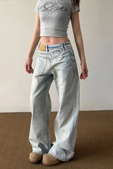 Light Wash Low Rise Straight Leg Jeans