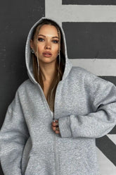 Einfarbiger, lockerer Streetstyle-Hoodie