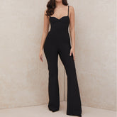 Trägerloser, ärmelloser Jumpsuit mit offenem Rücken und Bandagen