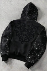 Rhinestone Embroidered Zip Up Hoodie