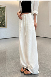 Linen High Waist Draped Wide Leg Pants