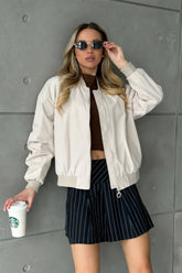 Lockere Bomberjacke aus Baumwolle mit Reißverschluss