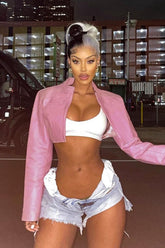 Sexy pinke Moto-Collegejacke