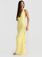 Maxikleid mit Neckholder, Schleife, V-Ausschnitt und Blumenmuster
