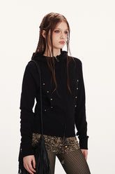 Kurzarm-Hoodie mit doppeltem Reißverschluss