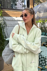 Retro-Kapuzenpullover mit Stickerei und Reißverschluss