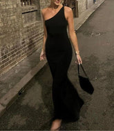 Ärmelloses, langes Bodycon-Kleid mit einem Schulterträger