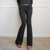 Schmal geschnittene Bootcut-Hose mit Polka-Dots