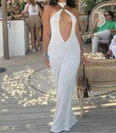 Neckholder-Kleid mit Schnürung und Cut-Out-Ausschnitt, Midi-Länge