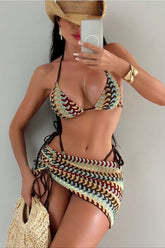Striped Tie Sexy Three Piece Swim Set