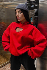 Langärmliger Hoodie mit Herzausschnitt