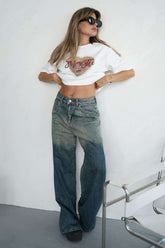 Trendige Jeans mit Ombré-Effekt und niedrigem Bund