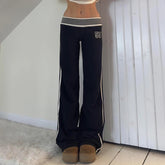 Gestreifte Patchwork-Bootcut-Hose