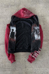 Dark Portrait Graphic Colorblock Zip Hoodie
