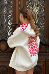Oversized Boyfriend Hoodie mit Lippenprint