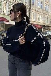 Street Chic Rollkragenpullover mit Farbblock-Design