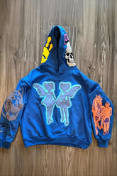 Skull Graphic Sleeve Print Pullover Hoodie
