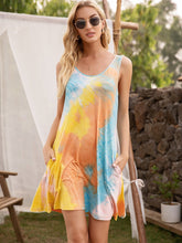 Langes Kleid mit Farbblockmuster