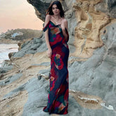 A-Linien-Maxikleid aus Mesh mit Blumenmuster
