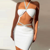 Neckholder-Kleid, ärmellos, Cut-Out-Bandagen-Set HL6268