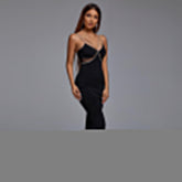 Trägerloses Maxikleid mit Kettenapplikationen und Strassbesatz HL8914