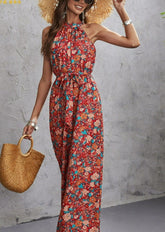 Jumpsuit mit Blumenmuster und Neckholder-Ausschnitt