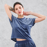Lässiges Samt-T-Shirt mit Mesh-Futter