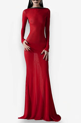 Rückenfreies, trägerloses, extra langes Kleid mit langen Ärmeln