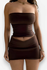 Einwort-Tube-Top-Slim-Short-Rock-Anzug