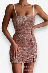 Paillettenbesetztes Minikleid mit Trägern