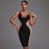 Trägerloses, ärmelloses Midi-Bandagenkleid aus Mesh