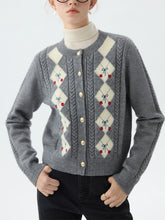 Jacquard-Strickjacke mit Rundhalsausschnitt fürs Büro