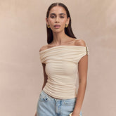 Plissiertes One-Shoulder-Stricktop