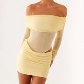 Langarm-Bodycon-Kleid mit Cut-out-Mesh