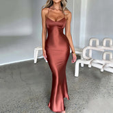 Satin-Meerjungfrauen-Maxikleid mit Schnürung