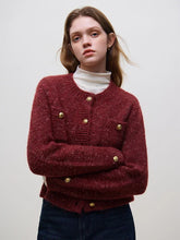 Kurzer, dicker Strickcardigan aus Wolle mit Knöpfen