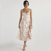 Neckholder-Kleid aus hochwertigem, einfarbigem Blumenmuster