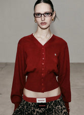 Bestickter Vintage-Rundhals-Cardigan