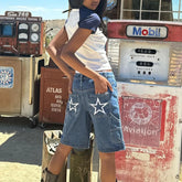 Gestreifte, lässige Boyfriend-Shorts