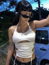 Weißes Neckholder-Crop-Top