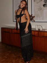 Durchsichtiges, taillenloses Neckholder-Partykleid