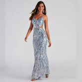 Glitzerndes Party-Midikleid mit V-Ausschnitt