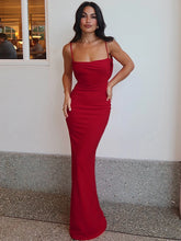 Einfarbiges Spaghetti-Bodycon-Abendclubkleid