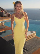 Spaghetti-gelbes ärmelloses Bodycon-Kleid