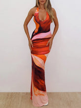 Neckholder-Kleid mit tiefem V-Ausschnitt, Schnürung, ärmellos und rückenfrei – perfekt für den Urlaub