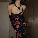Retro-Maxikleid mit Blumenmuster, rückenfrei, schmal geschnitten