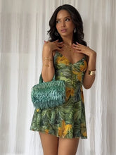 Bedrucktes Mini-Kleid mit Schnürung