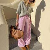 Lockere Strickjacke mit kurzen Ärmeln und Knopfleiste, Rundhalsausschnitt